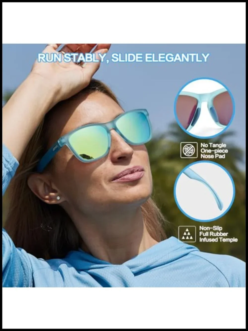 Polarized Sports Sunglasses UV400 Protection Tangle Free Retro Trendy